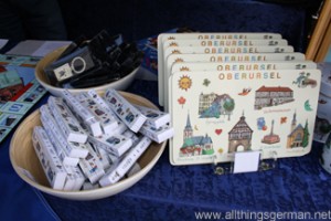 Rulers, breakfast mats and keyrings at the J.F.Rompel stand at the Hessentag in Oberursel