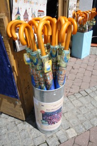 Umbrellas at the J.F.Rompel stand at the Hessentag in Oberursel