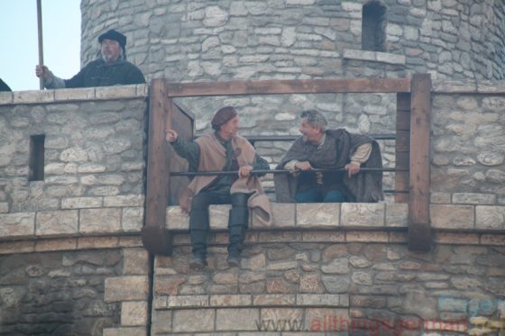 Siggi (Charles Lemming) and Der Kleene (Volker Zack) watch the proceedings from the safety of Stockholm