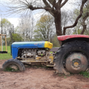 The playground with the tractor