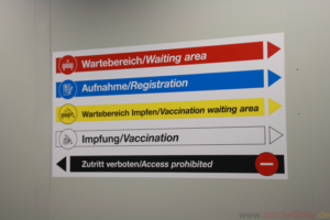 Signs in the centre in German and English