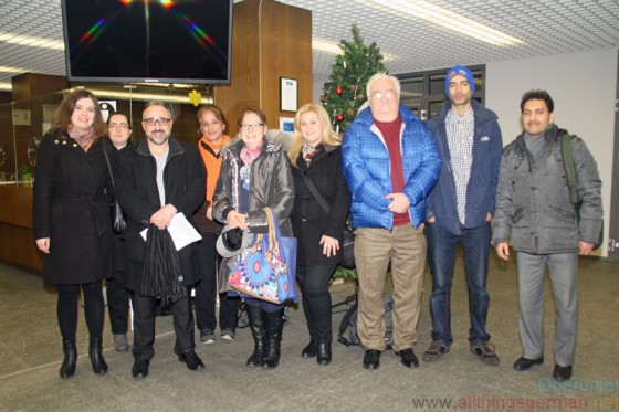 Members of the Ausländerbeirat in January 2016: Natalia Bind (AZO), Meral Köktas (AZO), Rino Folisi (AZO), Fatemeh Nasseri (ILO), Chantal Le Nestour (ILO), Giannoula Kalargali (AZO), Dr. Franz Zenker (ILO), Puya Nasseri (ILO), Homayun Wafa (ILO)